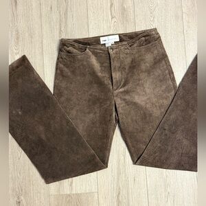Vtg True Character Y2K Flair Brown Western Cowgirl Genuine Suede Pants Sz. 6